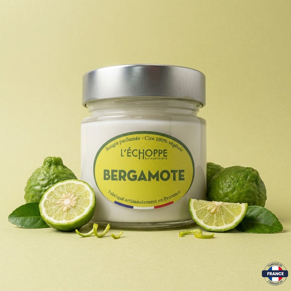 Bougie parfumée Bergamote - Cire 100% végétale - J'achète français - L'échoppe Buissonnière