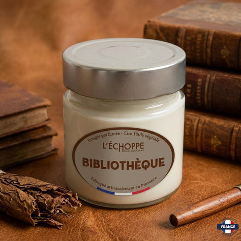 Bougie parfumée Bibliothèque - Cire 100% végétale - J'achète français - L'échoppe Buissonnière