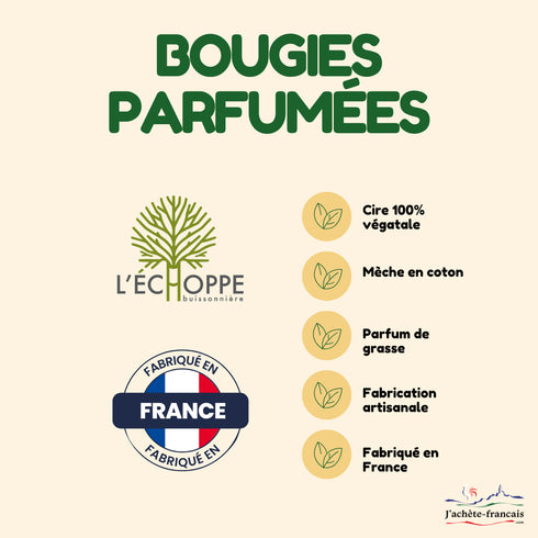 Bougie parfumée Fleur de cerisier - Cire 100% végétale - J'achète français - L'échoppe Buissonnière