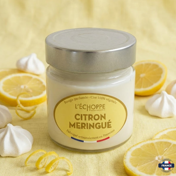 Bougie parfumée Citron meringué - Cire 100% végétale - J'achète français - L'échoppe Buissonnière