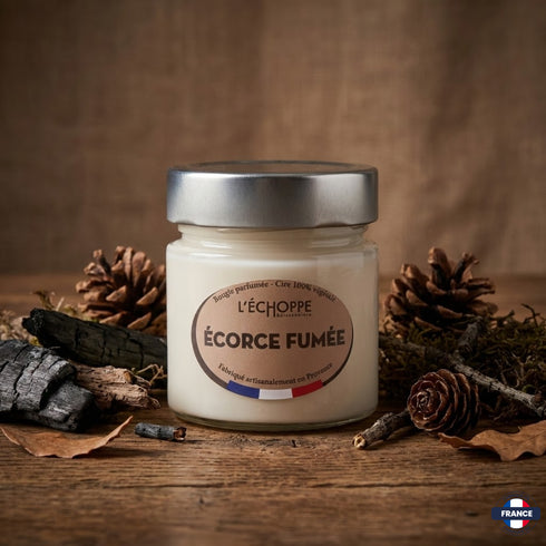 Bougie parfumée Écorce fumée - Cire 100% végétale - J'achète français - L'échoppe Buissonnière