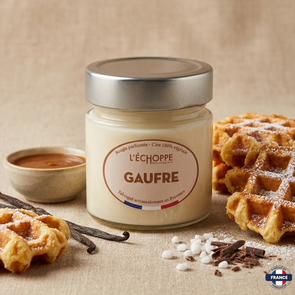 Bougie parfumée Gaufre - Cire 100% végétale - J'achète français - L'échoppe Buissonnière