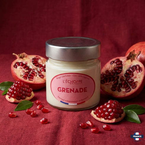 Bougie parfumée Grenade - Cire 100% végétale - J'achète français - L'échoppe Buissonnière