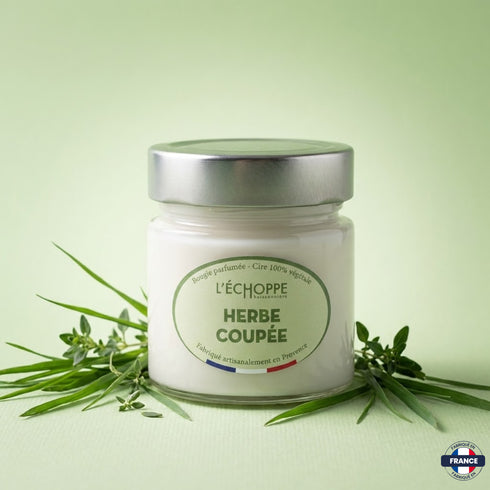 Bougie parfumée Herbe coupée - Cire 100% végétale - J'achète français - L'échoppe Buissonnière