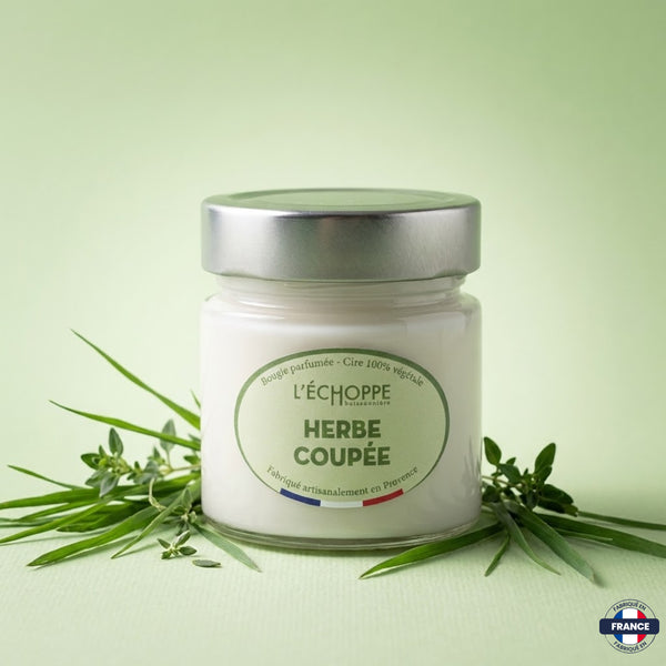 Bougie parfumée Herbe coupée - Cire 100% végétale - J'achète français - L'échoppe Buissonnière