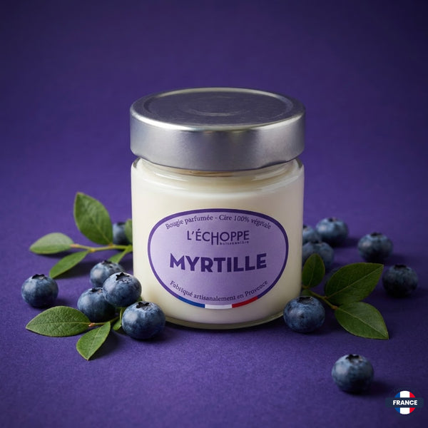 Bougie parfumée Myrtille - Cire 100% végétale - J'achète français - L'échoppe Buissonnière