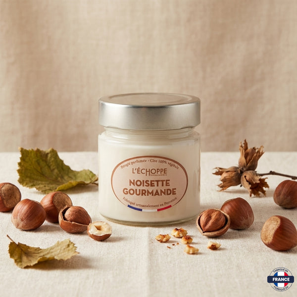 Bougie parfumée Noisette gourmande - Cire 100% végétale - J'achète français - L'échoppe Buissonnière