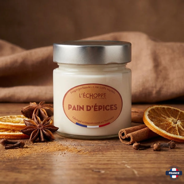 Bougie parfumée Pain d'épices - Cire 100% végétale - J'achète français - L'échoppe Buissonnière