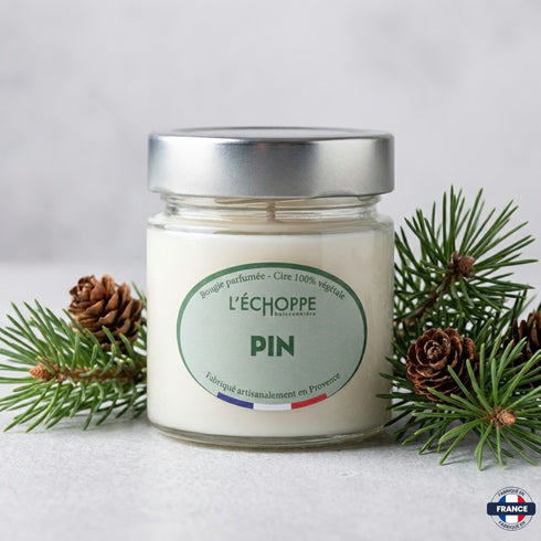 Bougie parfumée Pin - Cire 100% végétale - J'achète français - L'échoppe Buissonnière