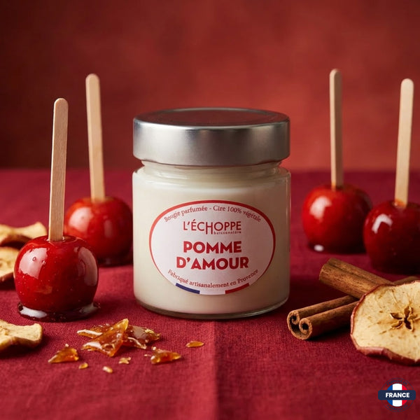 Bougie parfumée Pomme d'amour - Cire 100% végétale - J'achète français - L'échoppe Buissonnière
