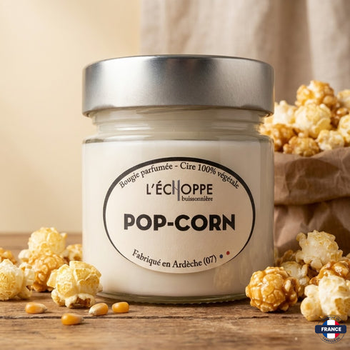 Bougie parfumée Pop-Corn - Cire 100% végétale - J'achète français - L'échoppe Buissonnière