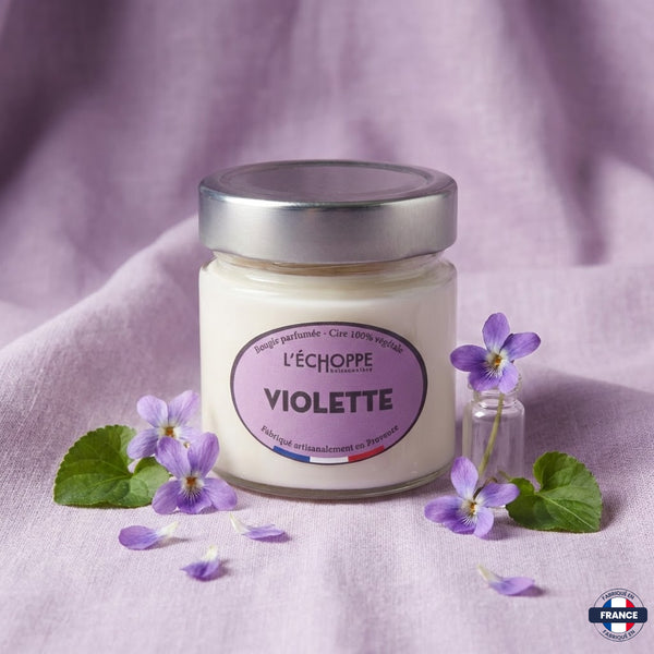 Bougie parfumée Violette - Cire 100% végétale - J'achète français - L'échoppe Buissonnière