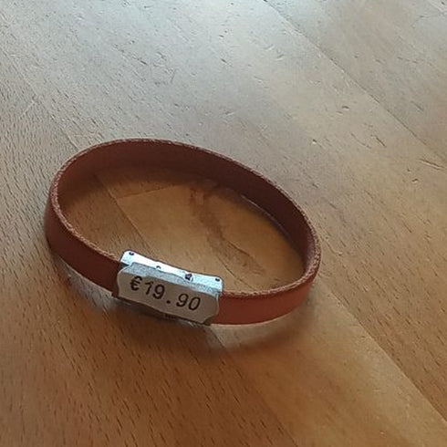 Bracelet en cuir brun clair, atelier Cristalizade