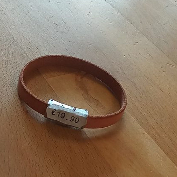 Bracelet en cuir brun clair, atelier Cristalizade