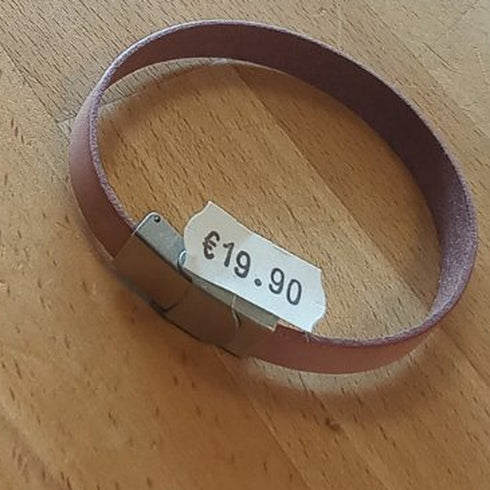 Bracelet en cuir rose pâle, atelier Cristalizade
