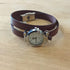 Montre double tour en cuir prune, atelier Cristalizade