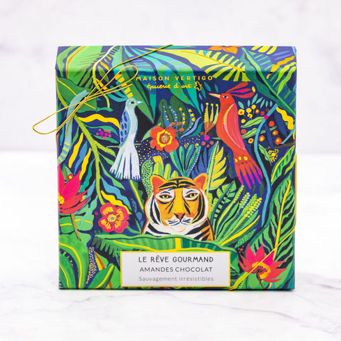Boîte Le Rêve gourmand illustrée par Aurélia Fronty : la jungle et son tigre aux aguets