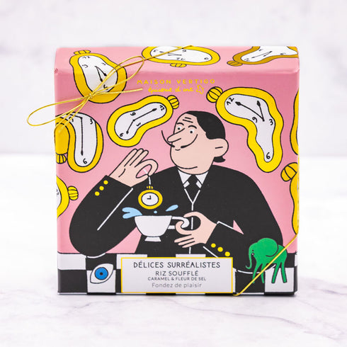 Boîte Délices surréalistes illustrée par Lou Gille : la moustache en croc et les montres molles