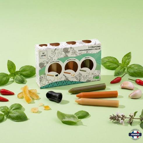Coffret Découverte Bio 3 Crayons d'Assaisonnement (Citron, Basilic, Piment/Ail) - J'achète français - Ocni