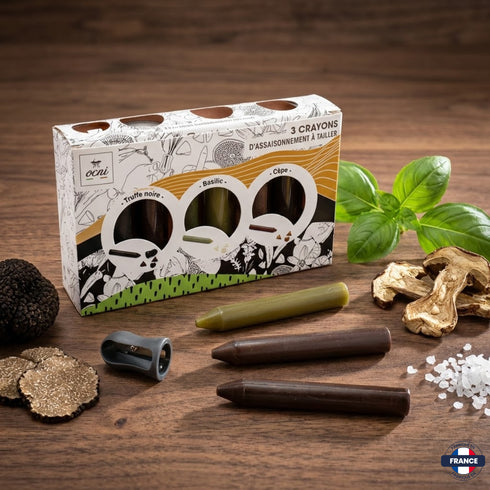 Coffret Festin Festif 3 Crayons d'Assaisonnement (Basilic, Truffe, Cèpe) - J'achète français - Ocni