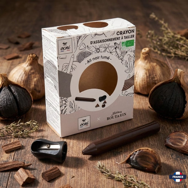 Crayon d'Assaisonnement Ail noir fumé (avec Taille-Crayon) - J'achète français - Ocni