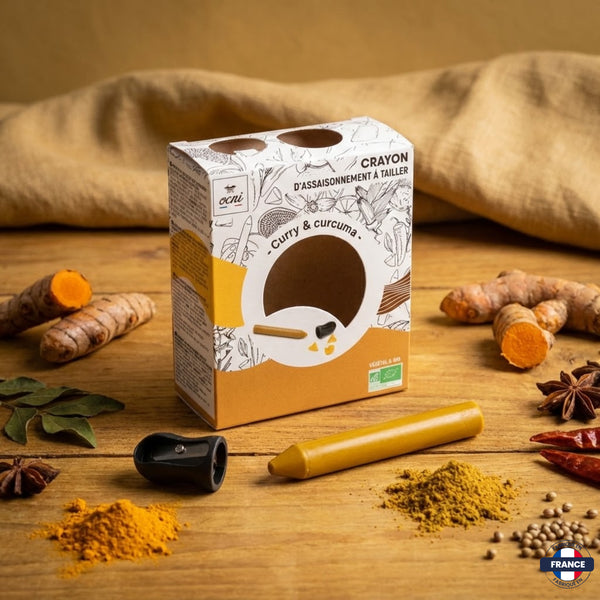 Crayon d'Assaisonnement Curry & Curcuma (avec Taille-Crayon) - J'achète français - Ocni