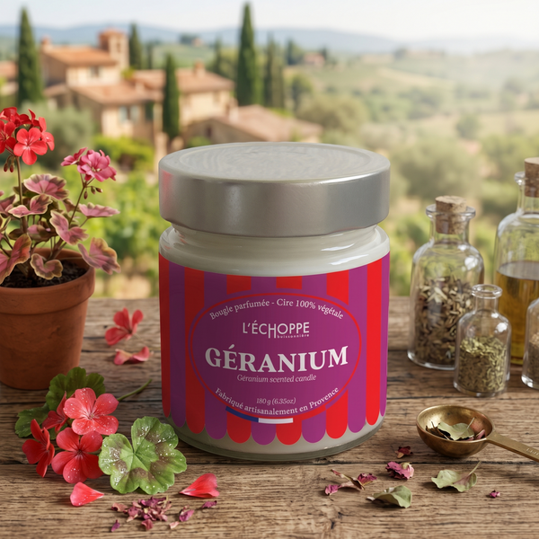 Bougie parfumée Géranium - Cire 100% végétale