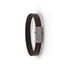 Bracelet en cuir brun, fermoir aimanté en acier, photographié en boutique