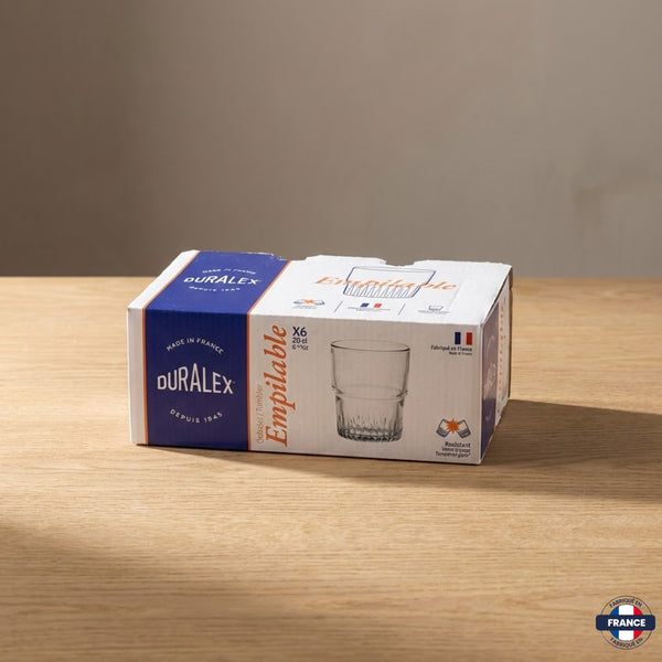 Lot de 6 Verres Empilables 20cl – Duralex (Gain de Place) - J'achète français - Duralex