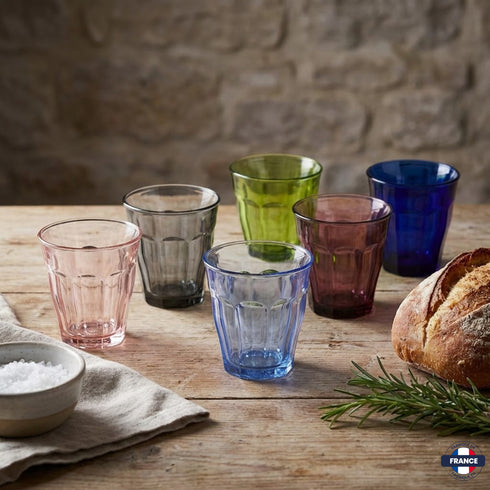 Lot de 6 Verres Picardie 25cl – Panaché 6 Couleurs – Duralex - J'achète français - Duralex