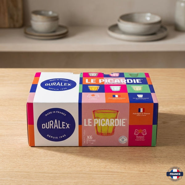 Lot de 6 Verres Picardie 25cl – Panaché 6 Couleurs – Duralex - J'achète français - Duralex