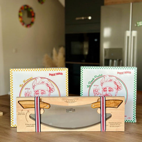 Pizza Rocket manche olivier + coffret bois - J'achète français