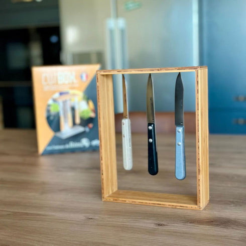 Présentoir bambou avec 3 couteaux office - J'achète français