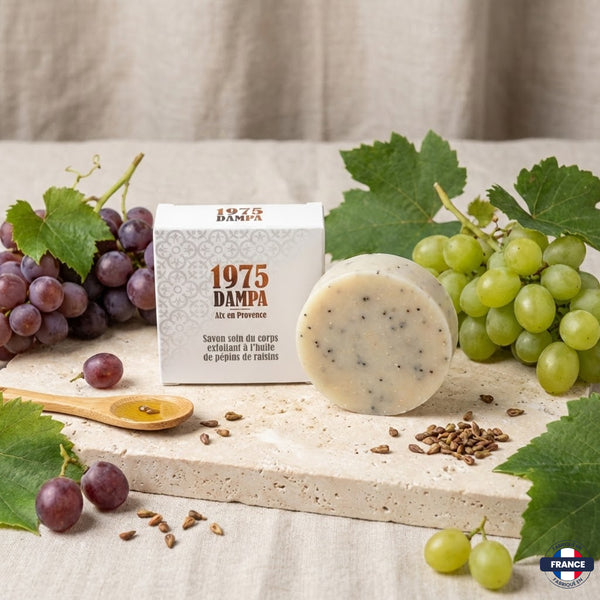 Savon Soin Corps Exfoliant – Huile de Pépins de Raisins & Karité – 100g - J'achète français - DAMPA1975