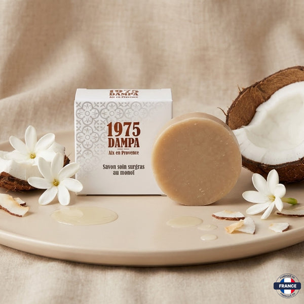 Savon Soin Solide Surgras au Monoï – Huile d’Olive BIO & Karité – 100g - J'achète français - DAMPA1975