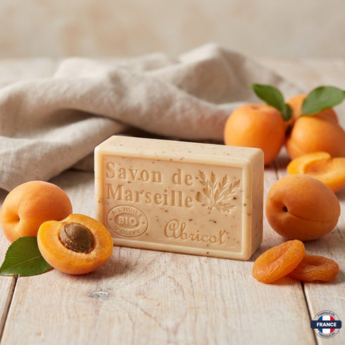 Savon de Marseille Artisanal Abricot – Huile d’Olive BIO – 125g - J'achète français - DAMPA1975