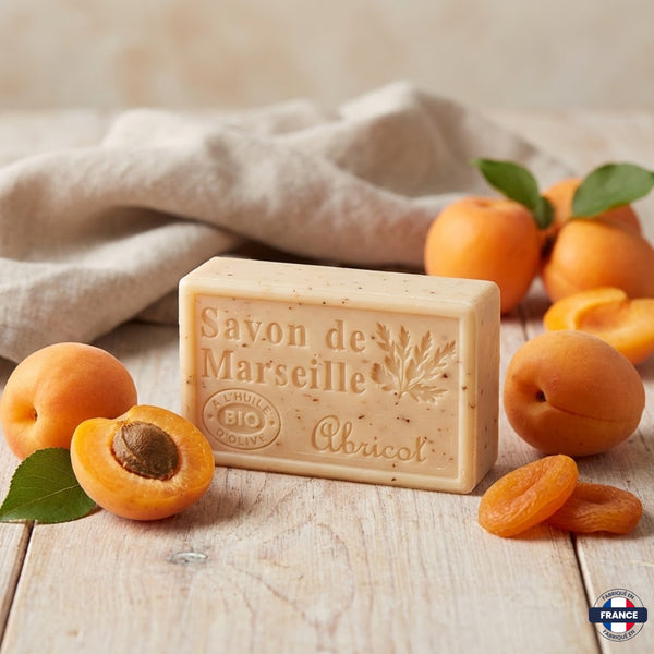 Savon de Marseille Artisanal Abricot – Huile d’Olive BIO – 125g - J'achète français - DAMPA1975