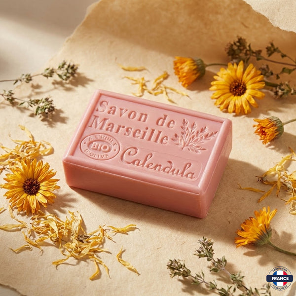 Savon de Marseille Artisanal Calendula – Huile d’Olive BIO – 125g - J'achète français - DAMPA1975