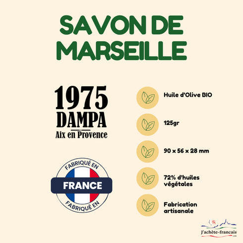 Savon de Marseille Artisanal Violette – Huile d’Olive BIO – 125g - J'achète français - DAMPA1975