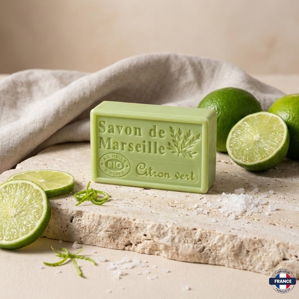 Savon de Marseille Artisanal Citron Vert – Huile d’Olive BIO – 125g - J'achète français - DAMPA1975