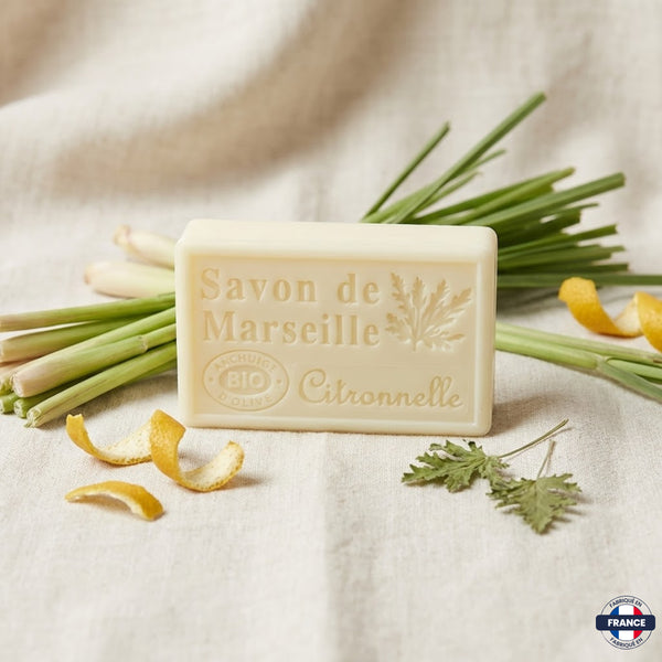 Savon de Marseille Artisanal Citronnelle – Huile d’Olive BIO – 125g - J'achète français - DAMPA1975