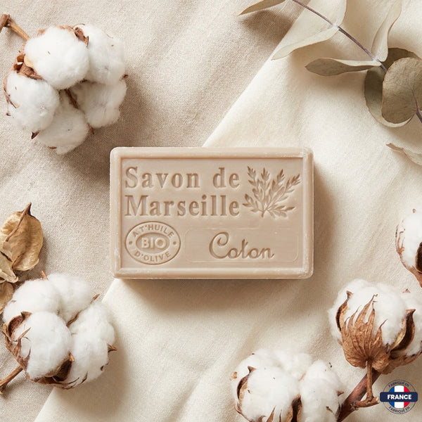 Savon de Marseille Artisanal Coton – Huile d’Olive BIO – 125g - J'achète français - DAMPA1975
