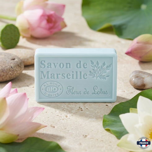 Savon de Marseille Artisanal Fleur de Lotus – Huile d’Olive BIO – 125g - J'achète français - DAMPA1975