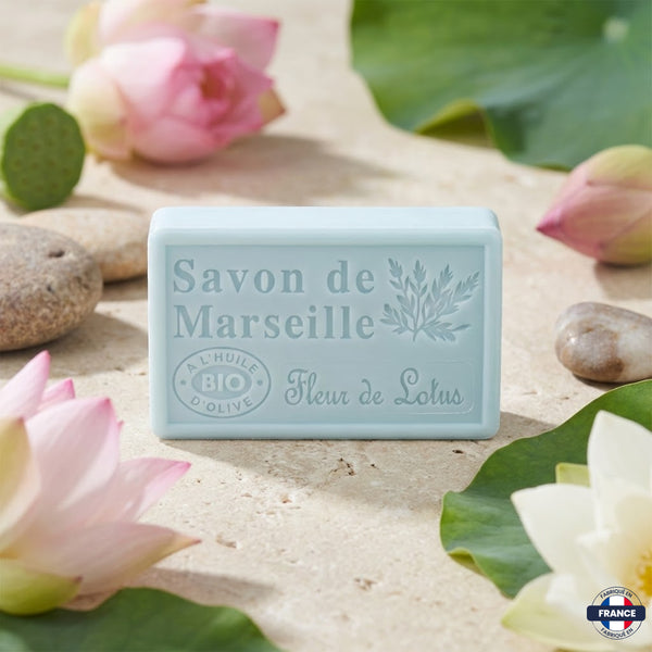 Savon de Marseille Artisanal Fleur de Lotus – Huile d’Olive BIO – 125g - J'achète français - DAMPA1975