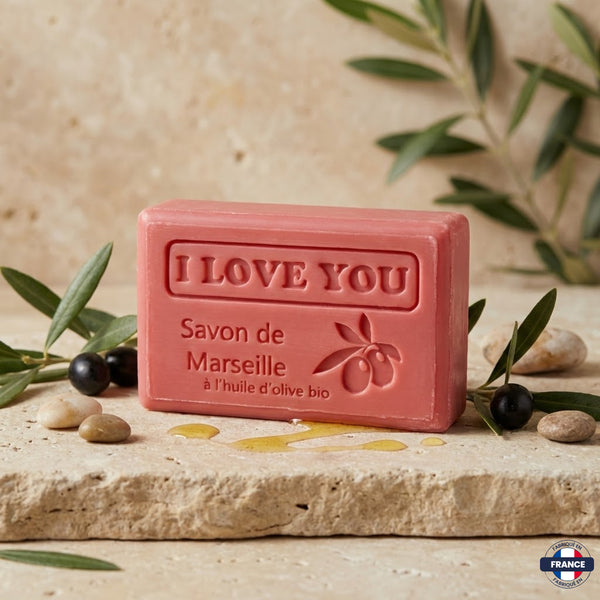 Savon de Marseille Artisanal "I Love You" – Huile d’Olive BIO – 125g - J'achète français - DAMPA1975