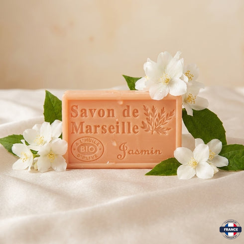 Savon de Marseille Artisanal Jasmin – Huile d’Olive BIO – 125g - J'achète français - DAMPA1975