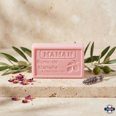 Savon de Marseille Artisanal "Maman" – Huile d’Olive BIO & Ambre – 125g - J'achète français - DAMPA1975