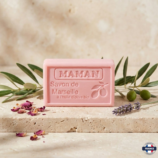 Savon de Marseille Artisanal "Maman" – Huile d’Olive BIO & Ambre – 125g - J'achète français - DAMPA1975