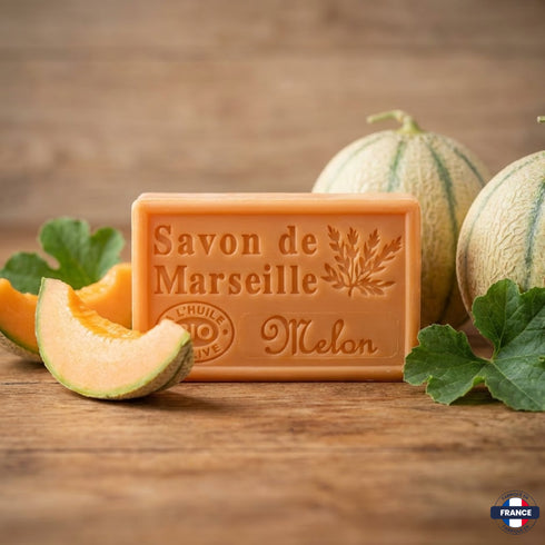 Savon de Marseille Artisanal Melon – Huile d’Olive BIO – 125g - J'achète français - DAMPA1975