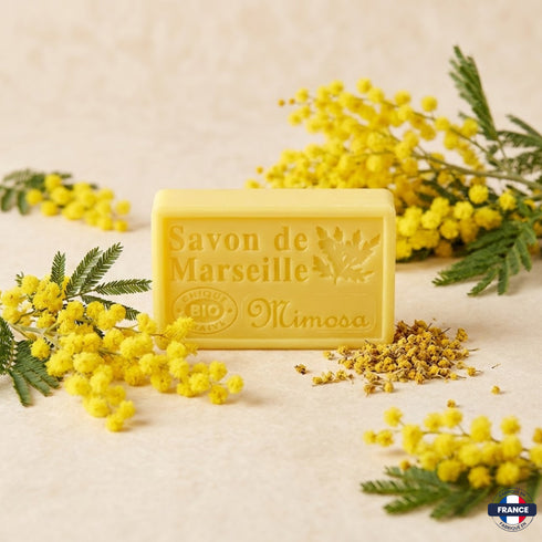 Savon de Marseille Artisanal Mimosa – Huile d’Olive BIO – 125g - J'achète français - DAMPA1975